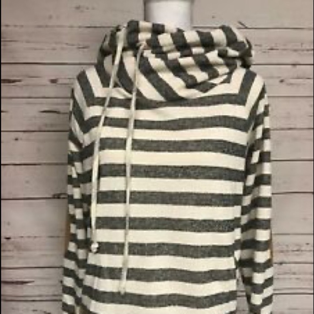 Wanna B striped, cowl neck sweater